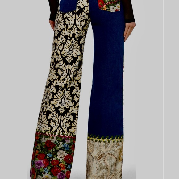 Alice + Olivia Blue and Green High Rise Jeans NWT - Picture 8 of 9